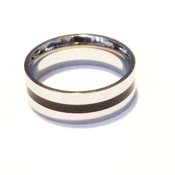New‎ stainless steel black stripe ring 9 - Picture 2 of 4